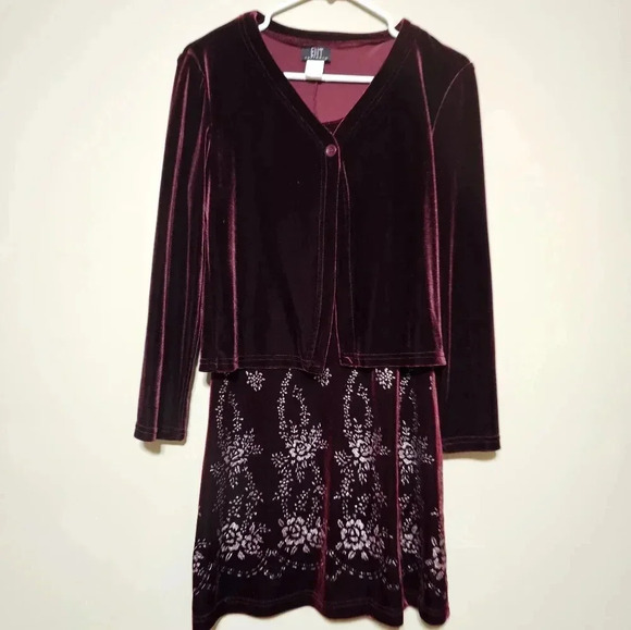 Vintage Y2K Maurices ENT Entrancy Velour Velvet Dress / Cardigan Size Medium - Picture 4 of 13